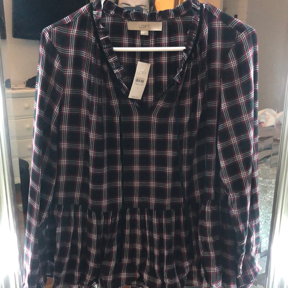 Loft plaid button up  blouse